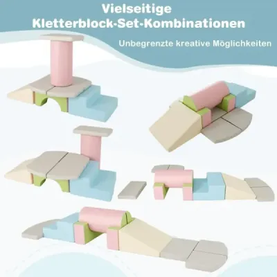 10 TLG. Blocuri de spumă pentru alpinism & Slide Soft Building Blocuri albastru + gri