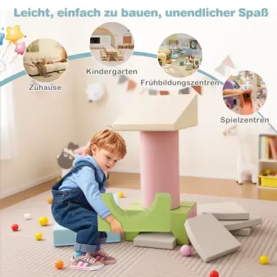 10 TLG. Blocuri de spumă pentru alpinism & Slide Soft Building Blocuri albastru + gri