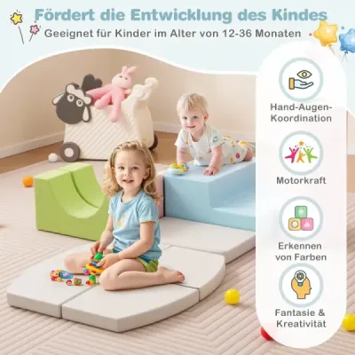 10 TLG. Blocuri de spumă pentru alpinism & Slide Soft Building Blocuri albastru + gri