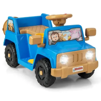 6V Vehicul pentru copii pentru copii se joaca Masina cu efecte de sunet Un singur buton Start rezervor Albastru marin
