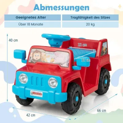 6V Vehicul pentru copii pentru copii se joaca Masina cu efecte de sunet Un singur buton Start rezervor Roșu