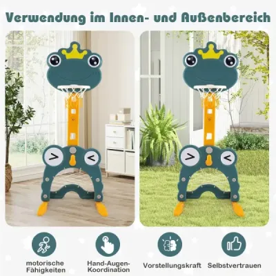 baschet de baschet 4-in-1 centru de activitate cu coș de fotbal poarta inel arunca & golf înălțime reglabil baschet stand verde