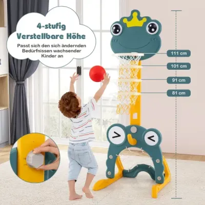 baschet de baschet 4-in-1 centru de activitate cu coș de fotbal poarta inel arunca & golf înălțime reglabil baschet stand verde