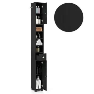 Cabinet mic baie cu 2 usi si 1 sertar si rafturi reglabile Cabinet baie negru