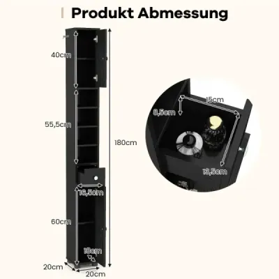 Cabinet mic baie cu 2 usi si 1 sertar si rafturi reglabile Cabinet baie negru