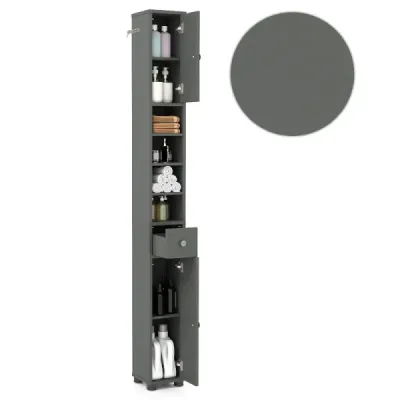 Dulap baie mica cu 2 usi & 1 sertar & rafturi reglabile Cabinet baie gri