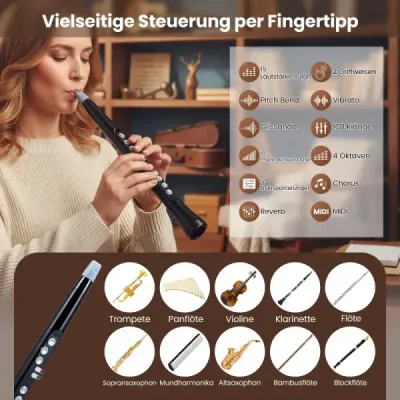 Electronic Bubble Instrument Sinteza Saxofon digital portabil cu Wireless MIDI 100 Sound HIFI Speaker Negru