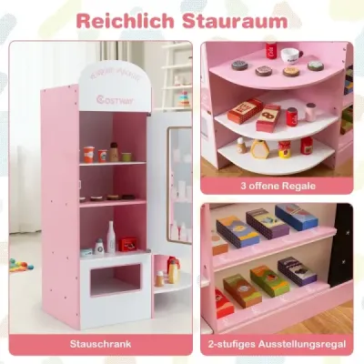 Copii supermarket Playset cu Cash & POS Machine & Sales Machine & Table Rosa
