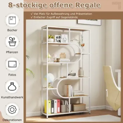 5 etaje bibliotecă cu rafturi deschise Stand raft Afişează raft Natura & Alb