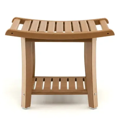Banc duș scaun duș impermeabil cu scaun curbat 60.5 x 34 x 48 cm maro
