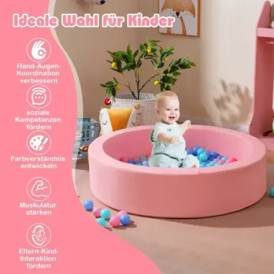 0105 Baby Bale Bath cu 200 Oceanballs & Spălător din piele acoperi minge piscină roz
