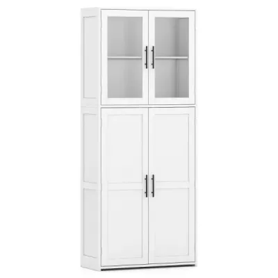 Dulap Besen cu 2 cârlige și uși din sticlă Cabinet multifuncţional din lemn