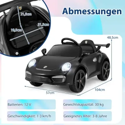 12V Masina electrica pentru copii cu telecomanda & Soft Start Porsche Vehicul electric negru