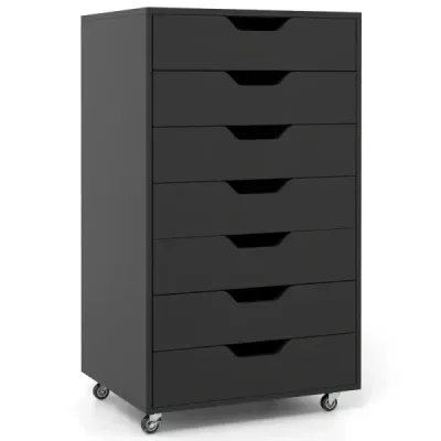 Container de rulare cu 7 sertare mobil dulap document cu Roți birou sertar negru