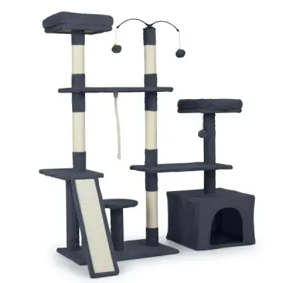 Scratch cu Design Turnable Cat Tree cu Cat Cave &amp; Ramp; Alpinism copac Dark Grey