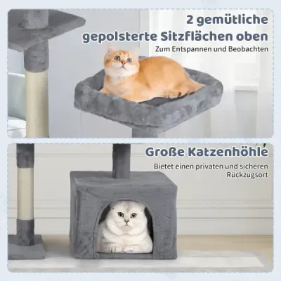 Scratch cu Design Turnable Cat Tree cu Cat Cave & Rampe Alpinism copac Hellgrau