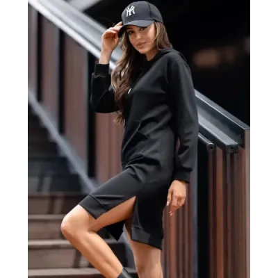 Rochie ocazională cu glugă neagră (523)