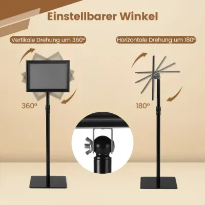 A4 Infostand 2er-Pack stand de afișare cu bază grea cadru de metal Robust negru