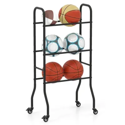 stand mingea 3 etape cu role & metal cadru minge Organizator Baschet raft transport