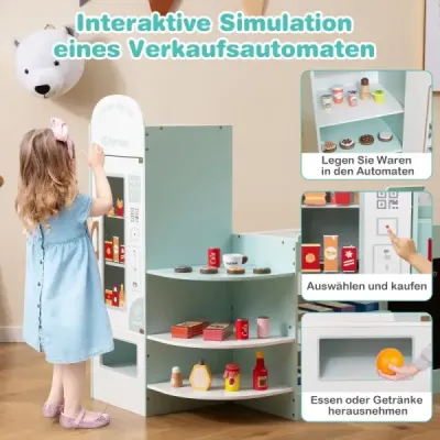 Copii Supermarket Playset cu Cash & POS Machine & Sales Machine & Mese Mint Green