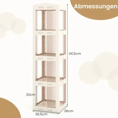 360° raft de birou transparent 36,5 x 36 x 141.5 cm Alb