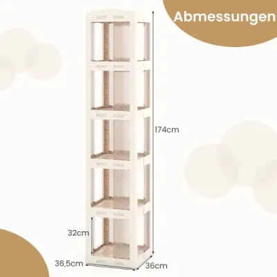 360° raft de birou transparent 36,5 x 36 x 174 cm Alb