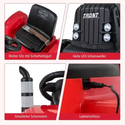 24V copii tractor electric cu remorcă electrică cu remorcă demontabilă roșu control la distanță