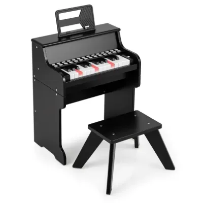 25 Keys Mini Digital Piano cu Stool Kids pian cu viteza reglabila negru