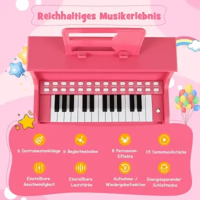 25 butoane mini pian digital cu scaun pian pentru copii cu viteza reglabila roz