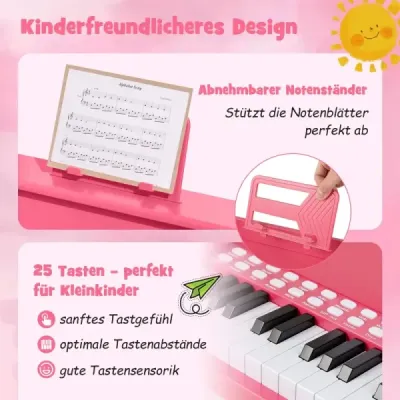 25 butoane mini pian digital cu scaun pian pentru copii cu viteza reglabila roz