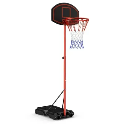 Stand de baschet 158 - 218 cm înălțime coș de baschet reglabil cu stand negru + roșu