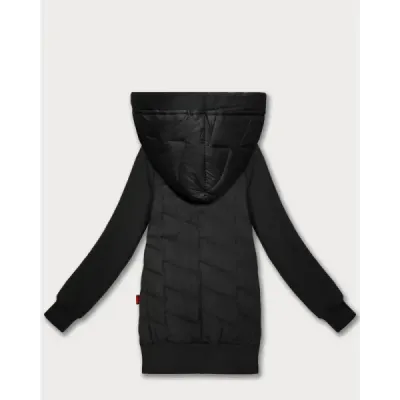 Hanorac pentru femei cu materiale combinate Goodlookin negru (AMG-175)