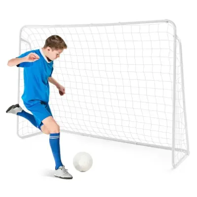 Ușă de fotbal rezistentă la vreme cu plasă & Robust cadru ușă de fotbal 215 x 152 x 76 cm