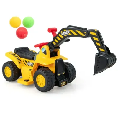 Excavator electric jucărie cu spațiu de stocare & corn & efecte sonore & coș de baschet pliabil