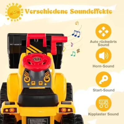Excavator pentru copii electrice cu spațiu de depozitare ascuns & Baschet coș 84 x 35 x 43 cm galben