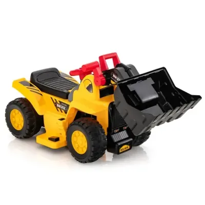 Excavator pentru copii electrice cu spațiu de depozitare ascuns & Baschet coș 84 x 35 x 43 cm galben