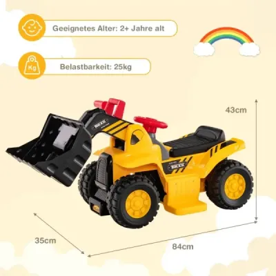 Excavator pentru copii electrice cu spațiu de depozitare ascuns & Baschet coș 84 x 35 x 43 cm galben
