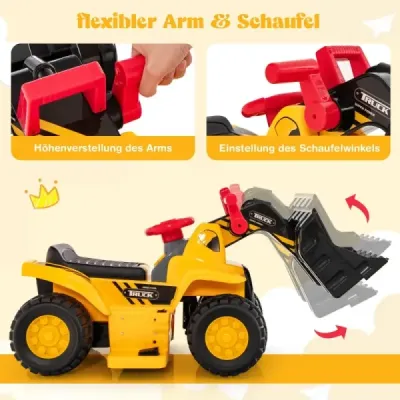 Excavator pentru copii electrice cu spațiu de depozitare ascuns & Baschet coș 84 x 35 x 43 cm galben
