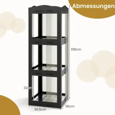 3 etaje bookcase 360° suport rotatable cu pad picior non-alunecare rack de stocare pliabil Black