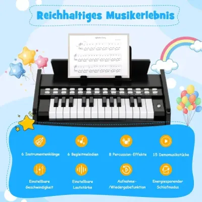 25 Copii tastatură Mini Digital pian jucărie de lemn cu viteza reglabilă negru