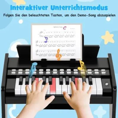 25 Copii tastatură Mini Digital pian jucărie de lemn cu viteza reglabilă negru