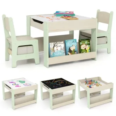 masa pentru copii cu 2 scaune si mese decapotabila top & librarii 3 partie grup scaun copii verde