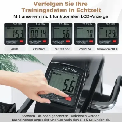 Trainer mini pedala cu ecran LCD Biciclete de exercitii portabile pentru brat si picior de formare Black