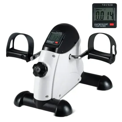 Trainer mini pedala cu ecran LCD Motociclete portabile pentru antrenament braț și picior alb