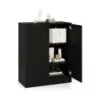 Sideboard modern freestanding podea dulap cu protecţie coridor înclinat cu rafturi reglabile 72 x 34 x 85,5 cm Negru