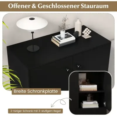 Sideboard modern freestanding podea dulap cu protecţie coridor înclinat cu rafturi reglabile 72 x 34 x 85,5 cm Negru