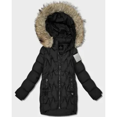 Jacheta de iarnă pentru femei cu glugă Goodlookin negru (KK60563)