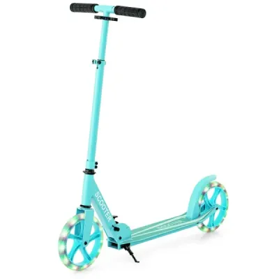 Scooter pliabil cu capacitate de încărcare de 100 kg & 2 roți cu înălțime reglabilă scuter turcoaz