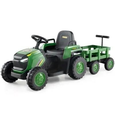 copil slider vehicul electric cu remorcă detașabilă & telecomanda slider verde închis