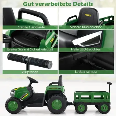copil slider vehicul electric cu remorcă detașabilă & telecomanda slider verde închis